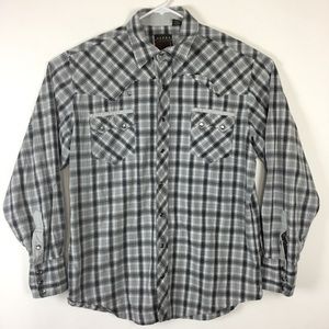 Roper Mens XL Western Pearl Snap Shirt Gray Plaid